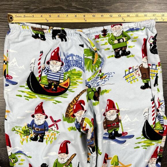 Nick & Nora Flannel Pajama Set Traveling Gnome 100% Cotton Women’s Small Comfy - Picture 6 of 8